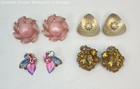 Vintage Gold Tone Faux Pearl Rhinestone Mixed Variety Earring Lot, 54.6g — photo 1