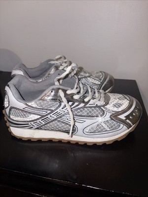 Bottega Veneta Silver Gray White Geometric Lace Up Men's Athletic Sneakers
