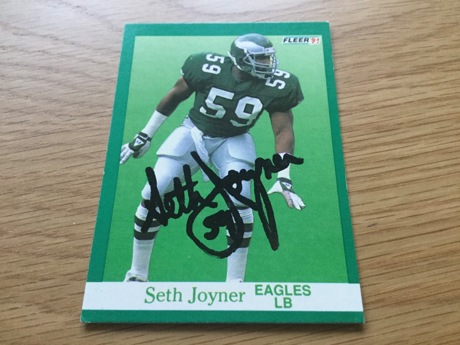 1991 Fleer Seth Joyner Autographed Football Card Philadelphia Eagles #330