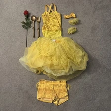 Curtain Call Belle Yellow Dance Costume Girls CME With Accessories