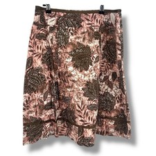 Y2K Tribal Floral Skirt Size 6 Brown Pink Indie Boho Earthy Artsy Cottage Folk