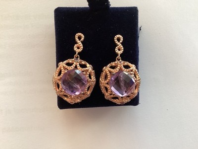 Stauer Rosegold Amethyst Creolen Original Box