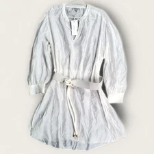 Refinity City Chic Women Tunic Mini Dress Size 16 White Sienna Sleeve Belted NWT