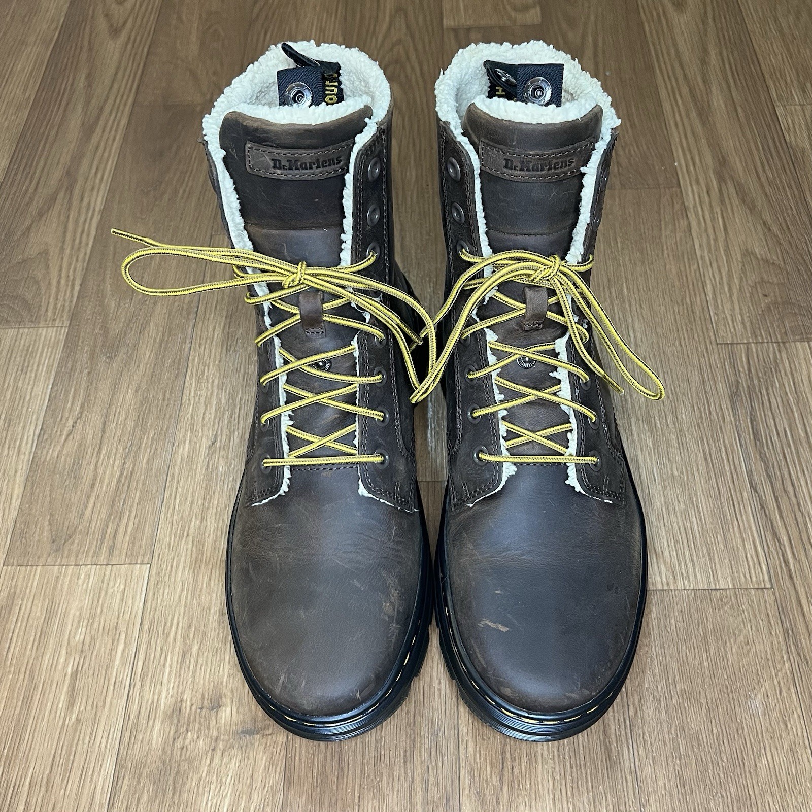 Doc Dr Martens Combs Winter Sherpa Lined Brown Leather Boots Women's Size 9 thumbnail 4