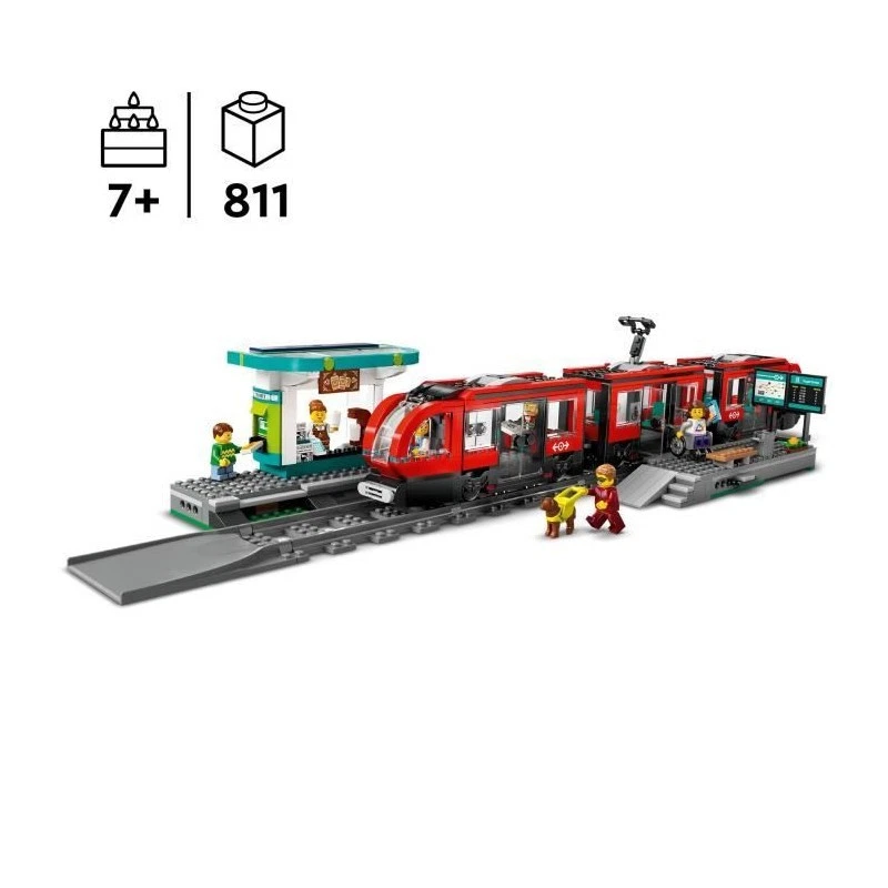 LEGO City 60423 Le tramway et la station du centre-ville, véhicule pour enfants - Photo 2/4