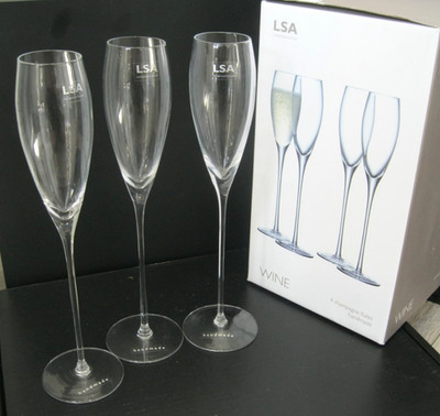 3x LSA International WINE Range große Champagnerflöten - beschriftet, verpackt, neu
