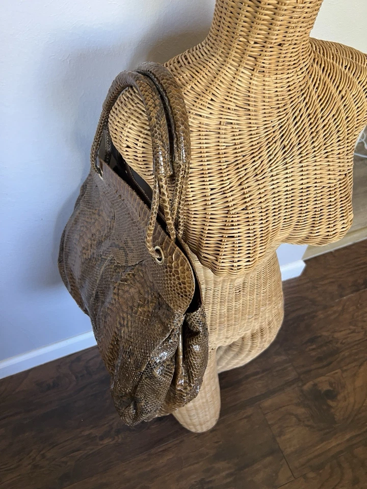 Винтажный подлинный питон змея кожи сумка сумочка Милан Италия ремесленник ручной работы - Изображение 2 из 4