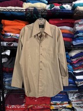 Vintage Sears Shirt Mens 15.5 Beige Perma-Prest Comfort Button Front 60s 70s