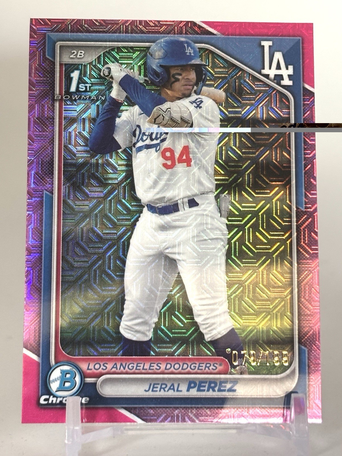 2024 Bowman Chrome Jeral Perez /199 1st Pink Mojo Refr. (RC) #BCP-158 DODGERS