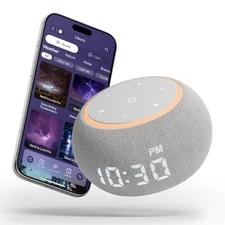 White Noise Sound Machine for Sleep, Dual-Stage Alarm&Snooze, Smart App Grey