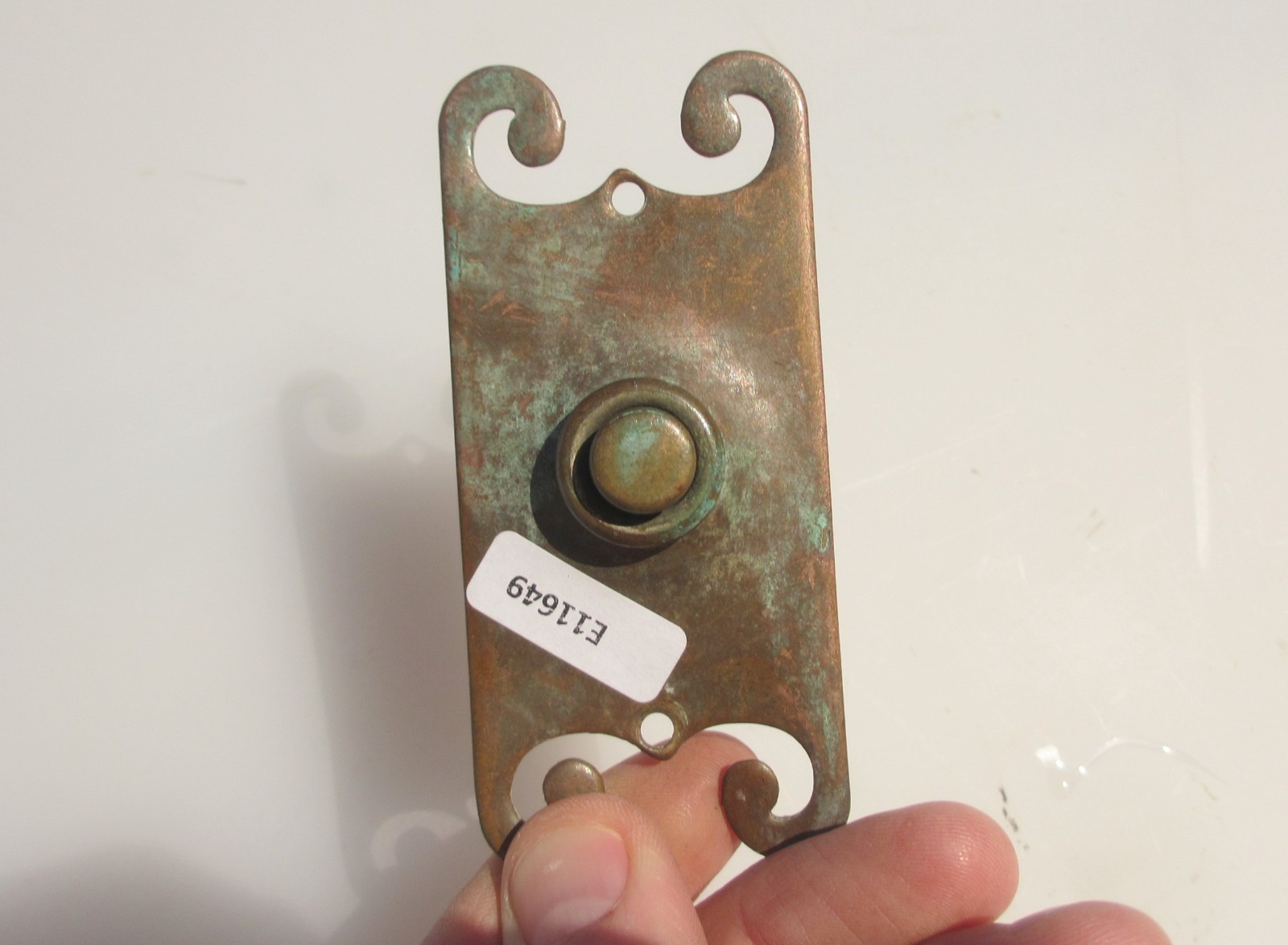 Antique Brass Doorbell Door Bell Button Old Victorian Spirals Vintage