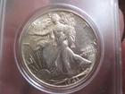 1943 WALKING LIBERTY SILVER HALF DOLLAR IN CASE-SHINY