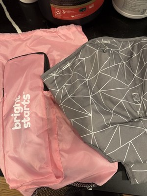 Bright Starts Activity Center Seat Cover & Bag, Foldable Legs Pink/Gray