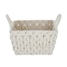Better Homes & Gardens Medium White Woven Rope Decorative Storage Basket, 2 Pack