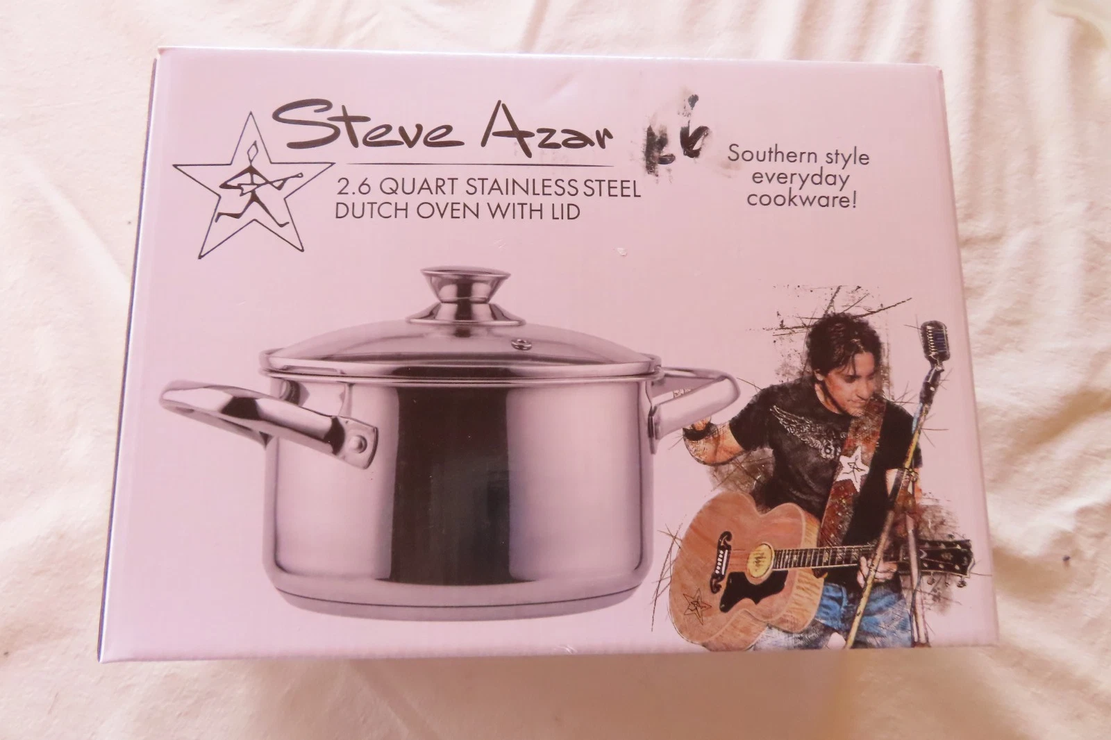 Steve Azar 2.6 Quart Stainless Steel Dutch Oven with Lid NEW