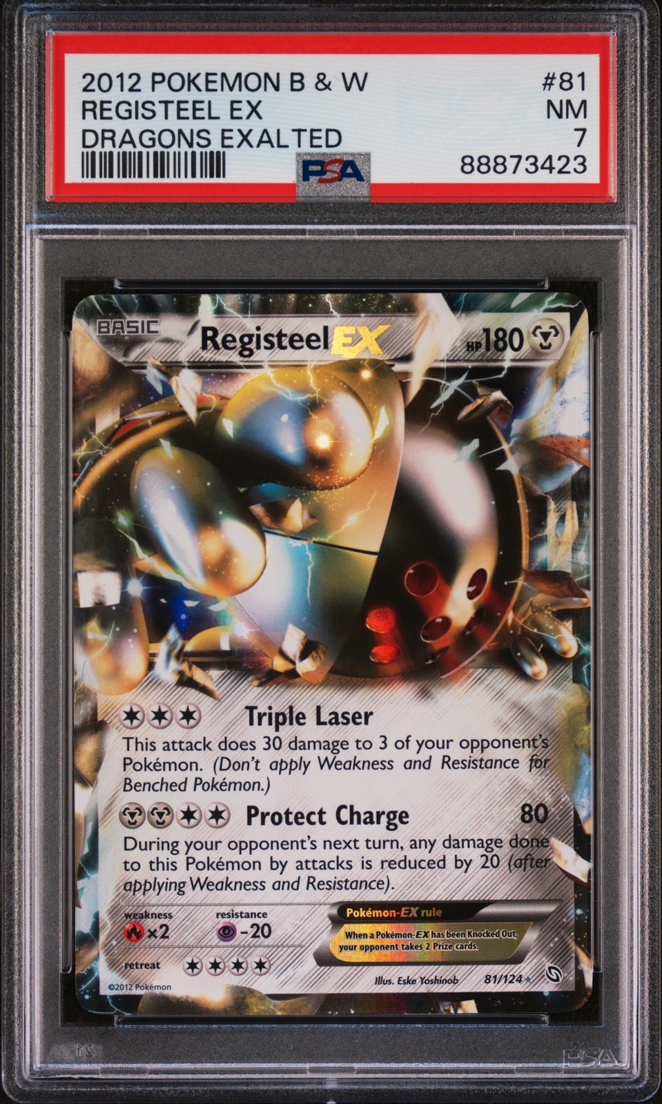 Registeel EX 81/124 Dragons Exalted Pokemon PSA 7