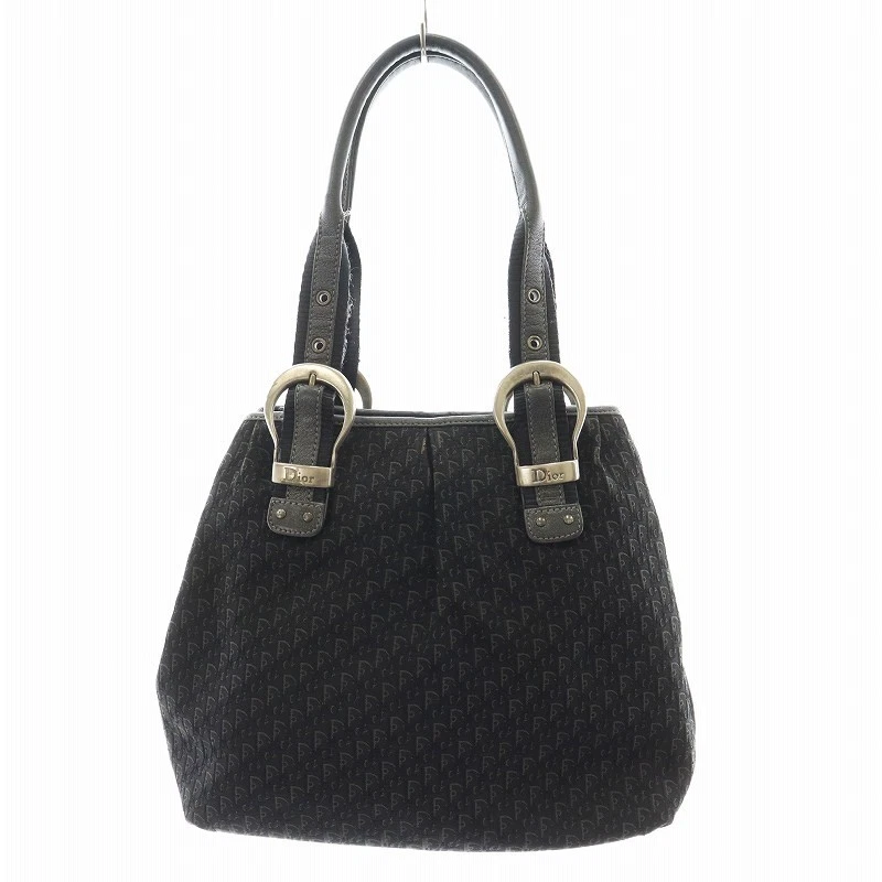 Sac à main trotteur Christian Dior Street Chic sac fourre tout bandoulière cuir toile noir