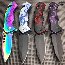 7.75" Tactical Fantasy Dragon Spring Open Assisted Rescue Folding Pocket Knife