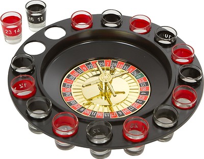 Casino Roulette Shot Glass Drinking Game Party 2 Balls 16 Shot Glasses Novelty