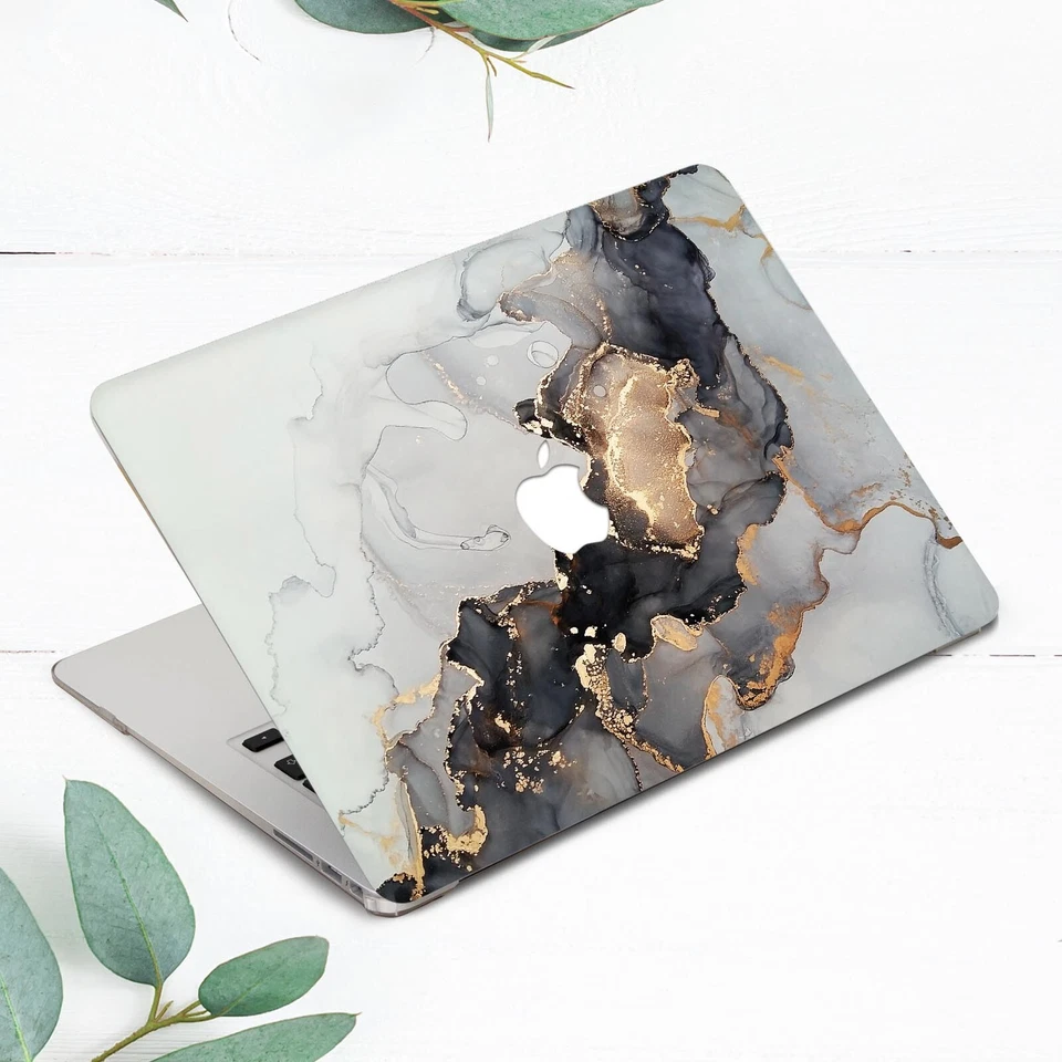 Estuche rígido estético de mármol negro dorado blanco para Macbook Pro 13 15 16 Air 11 13 Foto 2 de 3