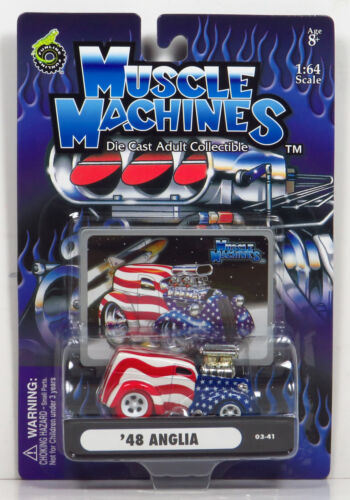 Muscle Machines Stars & Stripes USA Red Blue Tires 1948 Ford Anglia 03-41 Chase - Picture 2 of 6