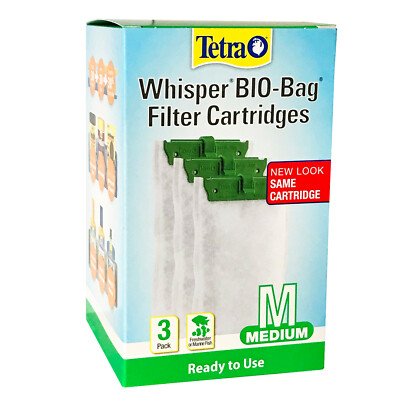 x3 Tetra Whisper FILTER CARTRIDGES ''M'' MEDIUM ULTRA ACTIVATED CARBON 2-10 Gallon