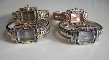 Women's silver, gold rose gold finish fashion cuff bangle casual watches