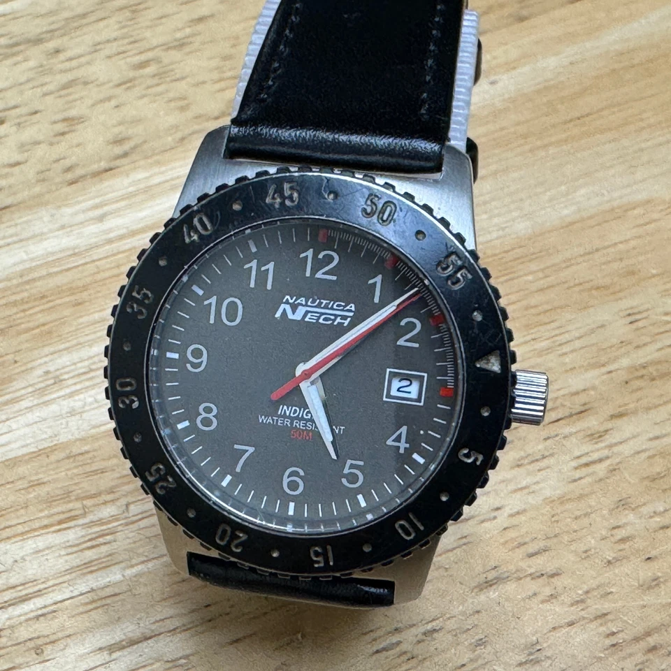 Nautica NECH Quartz Watch Men 50m Rotating Bezel Silver Steel Analog New Battery - Image 2 of 4