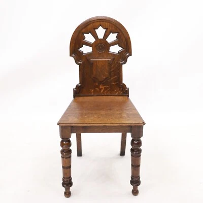 Carved Antique William IV Hall/Bedroom Chair Quartersawn Oak FREE Delivery - Image 1 of 4