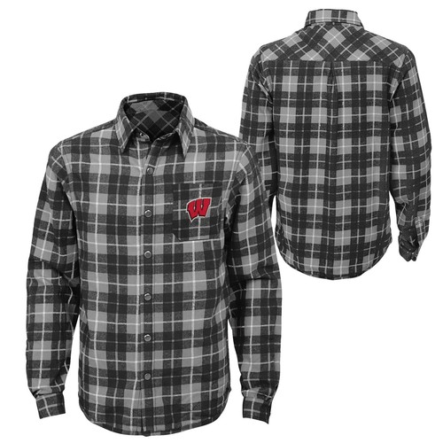 Outerstuff NCAA Youth Boys (8-20) Wisconsin Badgers Sideline Plaid Shirt - 第 1/4 張圖片