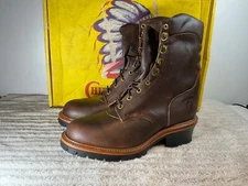 NOS CHIPPEWA MEN'S BROWN 29415 WATERPROOF LOGGER  SOFT TOE WORK BOOTS  11 EE