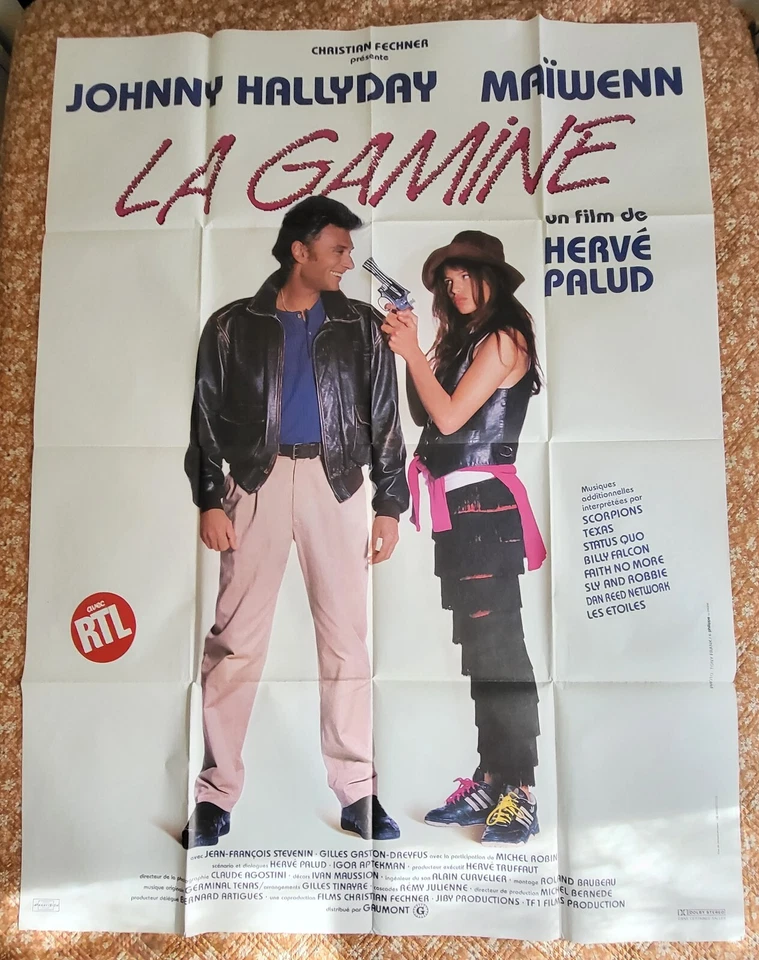 Rare Johnny Hallyday Trés Grande Affiche 158 x 118 du Film LA GAMINE : Pliée - Photo 1/1