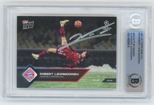 2021-22 Topps NOW UCL #76 Robert Lewandowski Signed BAS Beckett Auto