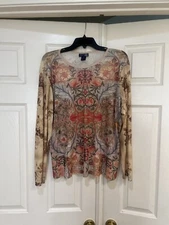 Venezia  Rich Mesh Art-to-Wear InStyle Persian Floral Grunge Fair Blouse Top XL