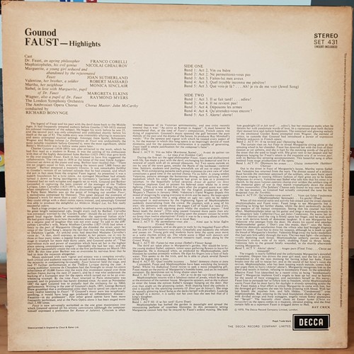 Corelli, Sutherland, Bonynge – Gounod's Faust Highlights - LP Record excellent - Picture 2 of 3