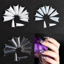 US 500Pcs Stiletto French False Fake Acrylic Nail Tips Coffin Nails Long
