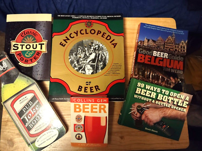 Beer Book Lot Of 6 - EncyclopediaOfBeer/ClassicStout&Porter/PubJokeBook/Belgium