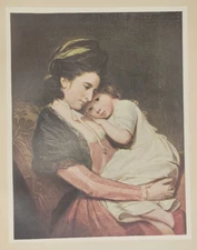 A LADY AND CHILD MRS JOHNSTONE & HER SON Mother Child George Romney Color Print