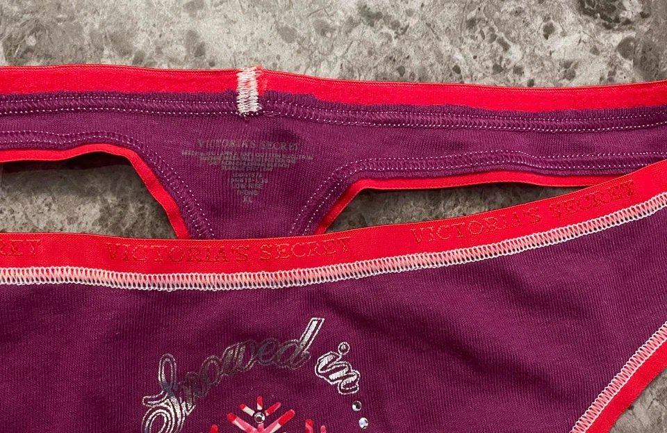 NUEVO SIN ETIQUETAS BRAGAS TANGA VICTORIA'S SECRET XL COPO DE NIEVE A CUADROS 100 % ALGODÓN RARAS DE COLECCIÓN Foto 4 de 4