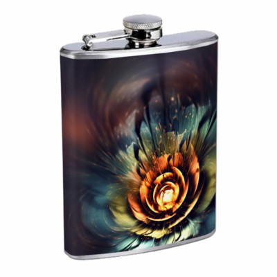 Hybris Energy Flowers Em1 Flask 8oz Stainless Steel Hip Drinking Whiskey