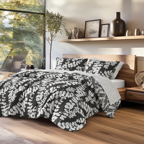 Modern Floral Print Reversible Twin XL Full Queen King Comforter Set All Season - Picture 5 of 26