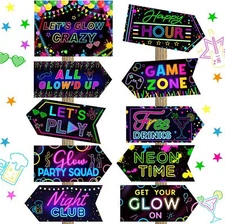 20 Pcs Glow in The Dark Party Decoration Signs Neon Decor Glow... 