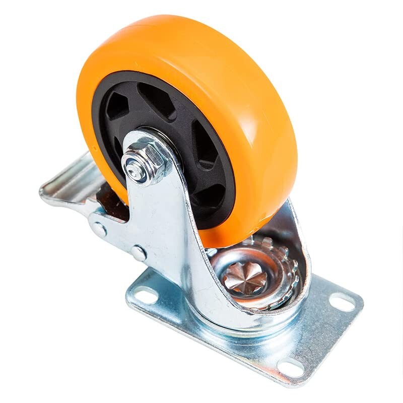4 Ruote Per Carrelli Virsus Arancioni Con Freni - 100mm, Portata 400kg, Per Mobili E Carrelli - Foto 3