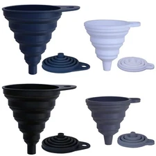 4 Pack Silicone Collapsible Funnels Foldable Kitchen Funnels for Liquid Powder