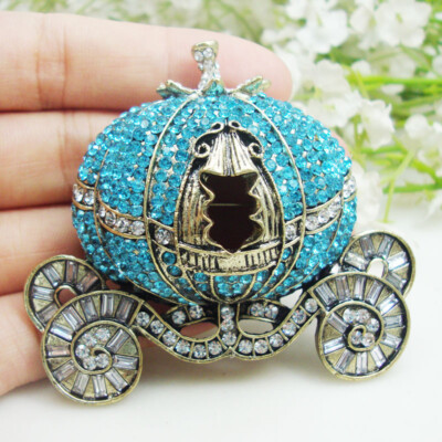 Classics Halloween Blue FatTonny Pumpkin Gold Tone Woman Brooch Pin ...