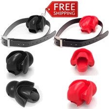 2024 Silicone Open Mouth Gag Tongue Fix Fetish Dilator Ball Oral for Couple New