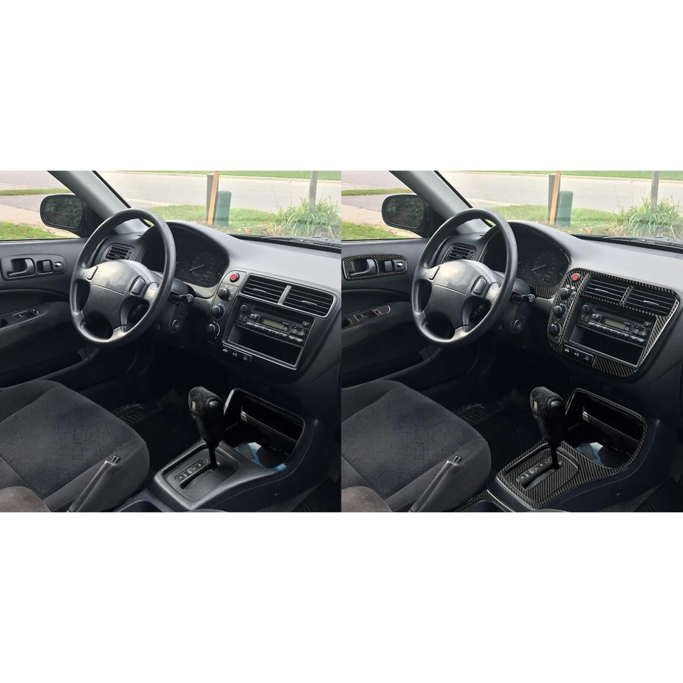 Kits de cubierta interior completa de fibra de carbono real de 17 piezas para Honda Civic 1996-2000 Foto 3 de 4