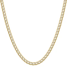 Womens Mens 4mm Diamond-Cut Curb Cuban Link Gold Plated Chain Necklace 8"-36"