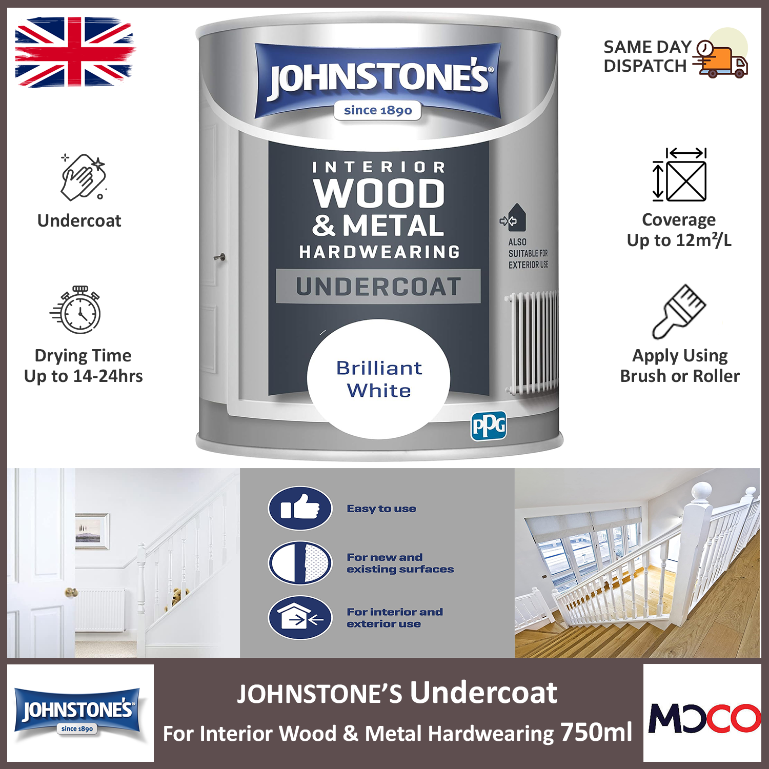Johnstones Undercoat Paint Interior Exterior Wood Metal Surface