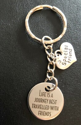LEBEN IST EINE REISE AM BESTEN REISEN MIT FREUNDEN SCHLÜSSELRING TASCHENANHÄNGER jn Geschenktüte
